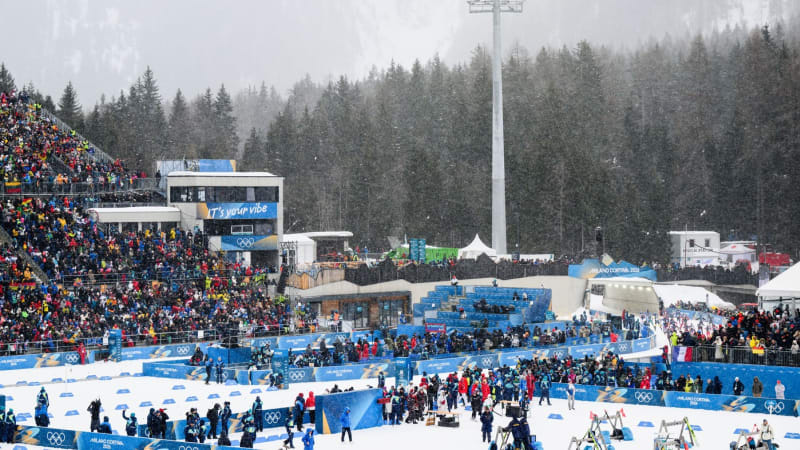 Malá biatlonová katastrofa pro Italy. Dějiště letošní olympiády poničil sesuv půdy