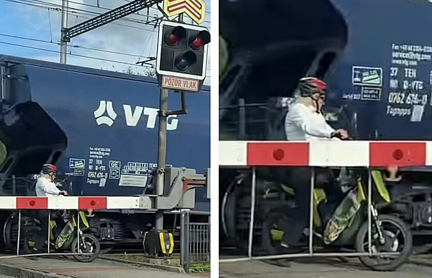 VIDEO: Motorkářka uvázla na přejezdu mezi závorami, těsně za ní projel vlak